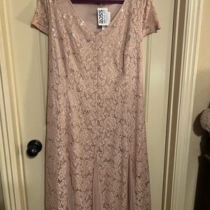 ELF Pink Gold Flutter Sleeve Maxi Dress
